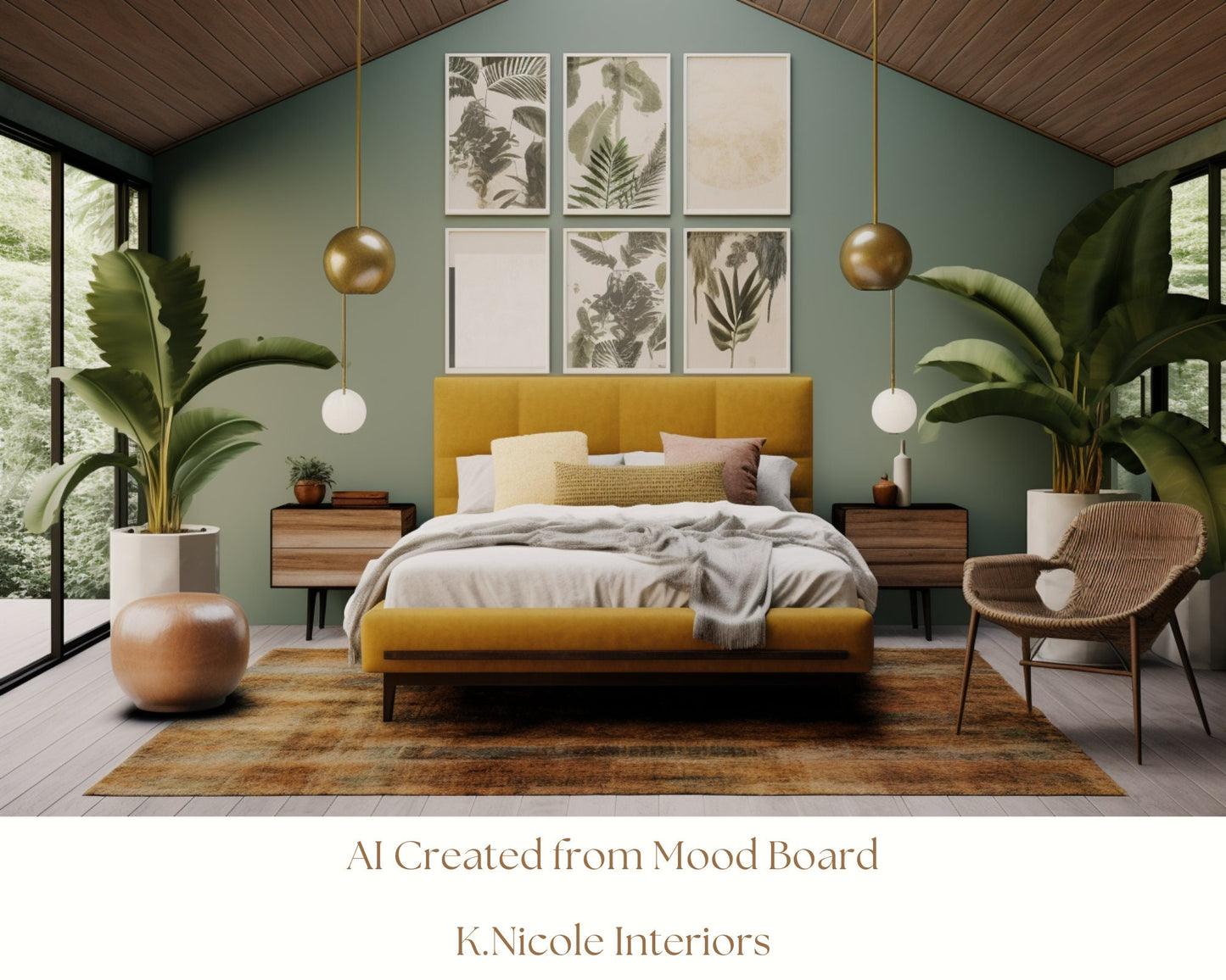 Midcentury Bohemian Mood Board with Links and Color Palette