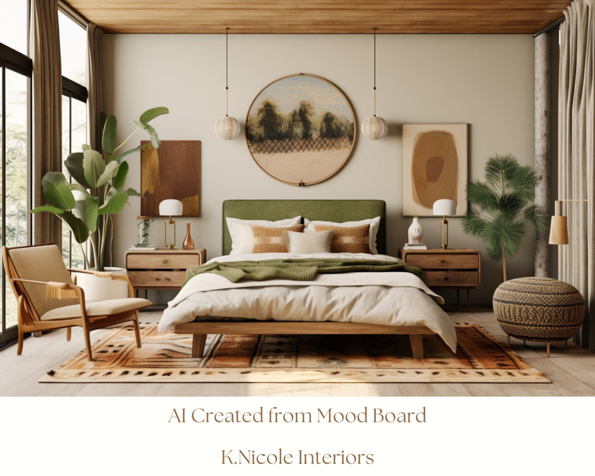 Midcentury Bohemian Mood Board with Links and Color Palette