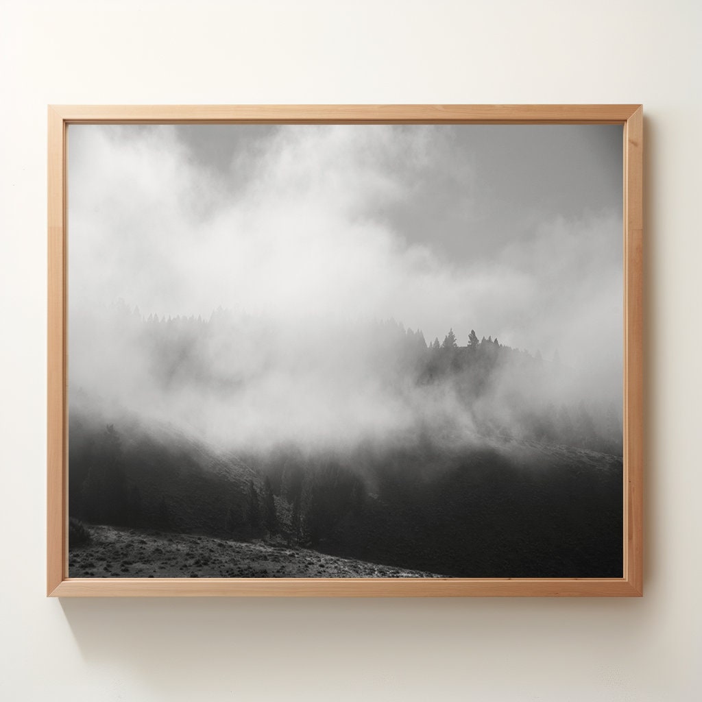 Fogged in Mountains, Grand Tetons Wyoming | Digital Photography | Instant Download